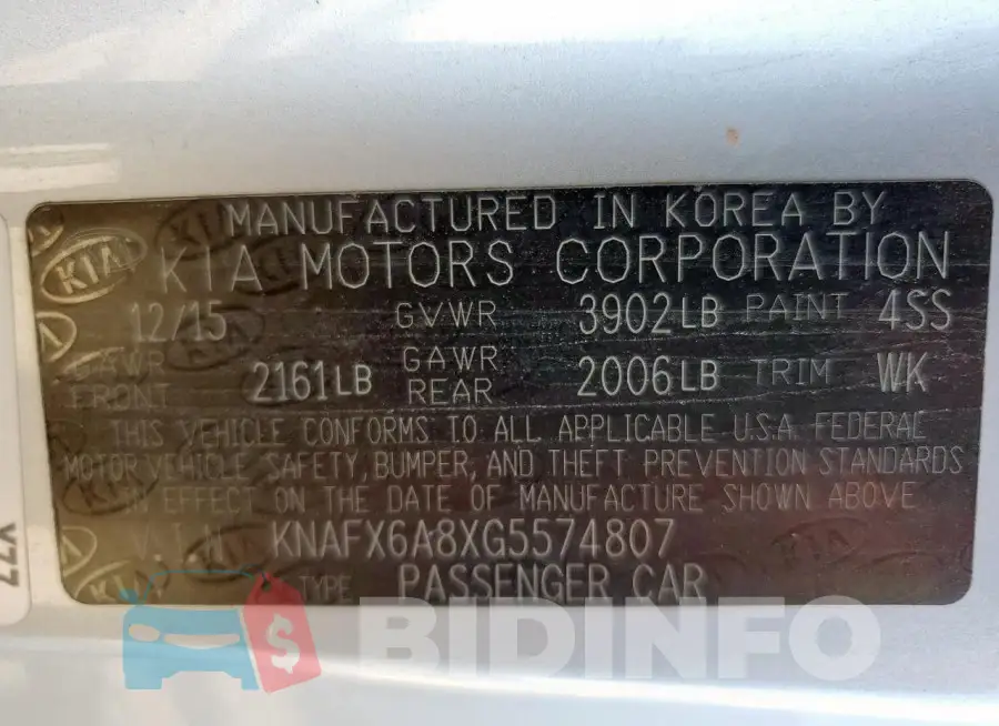 KNAFX6A8XG5574807 Photo# 12