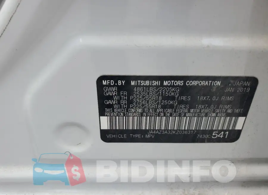 JA4AZ3A32KZ036317 Photo# 13