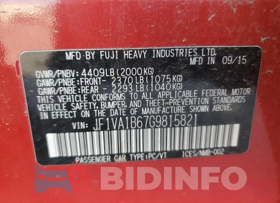JF1VA1B67G9815821 Photo# 13