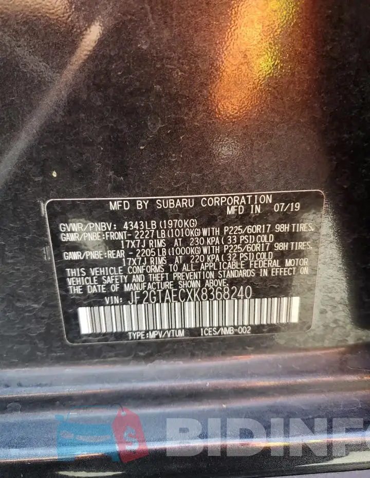 JF2GTAECXK8368240 Photo# 14