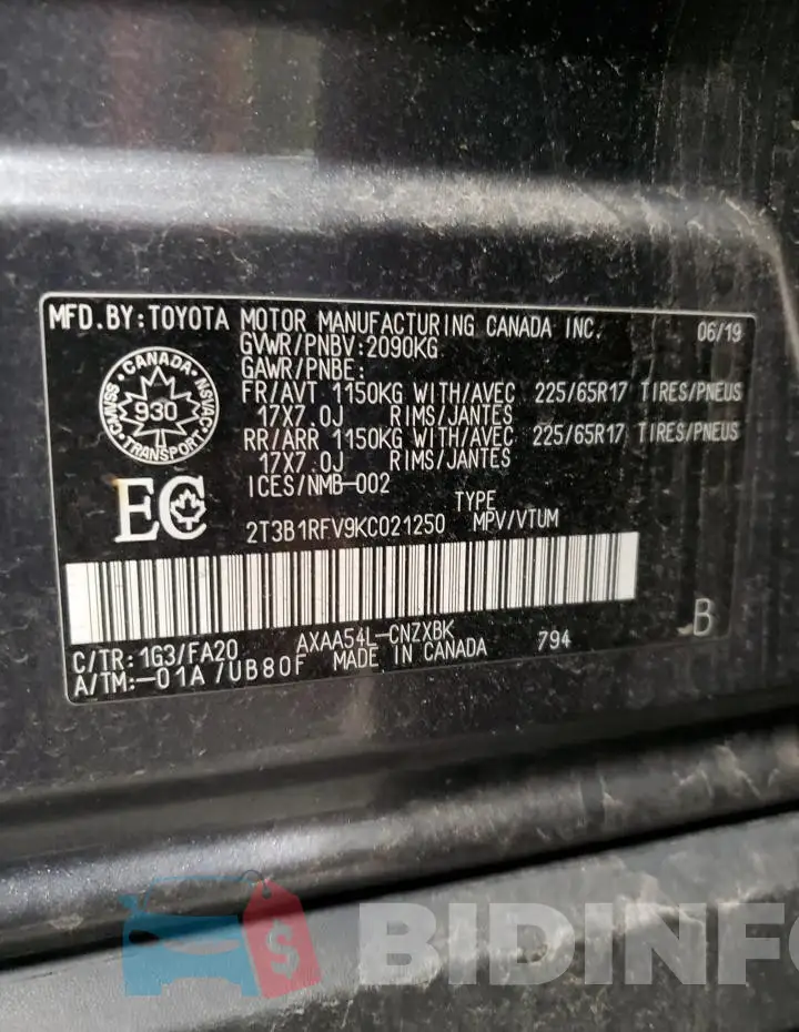 2T3B1RFV9KC021250 Photo# 13
