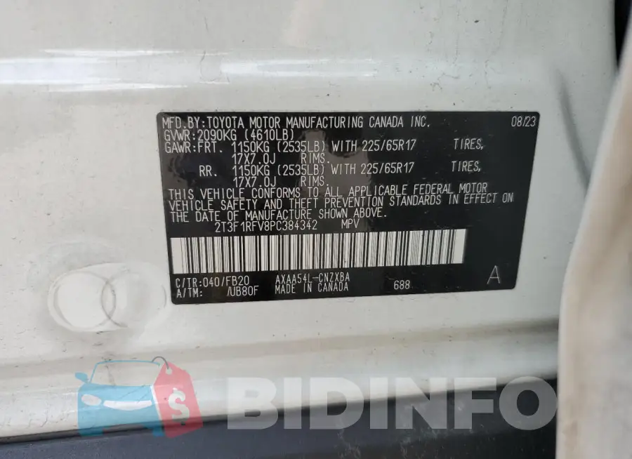 2T3F1RFV8PC384342 Photo# 13