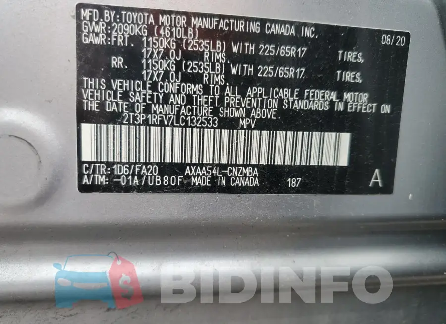2T3P1RFV7LC132533 Photo# 13