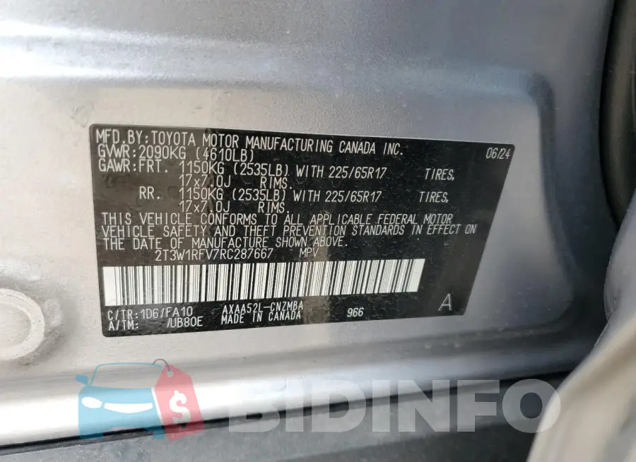 2T3W1RFV7RC287667 Photo# 13