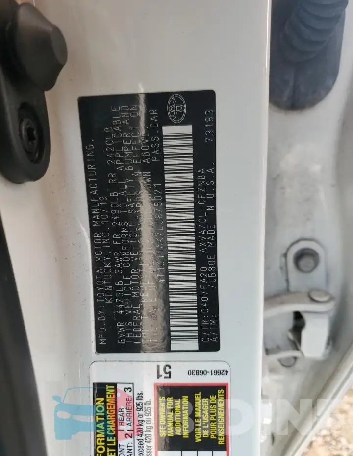4T1C11AK7LU875021 Photo# 12