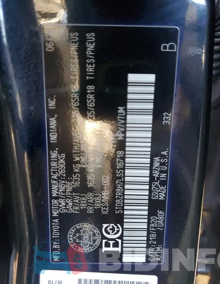 5TDBZRBH7LS516718 Photo# 14