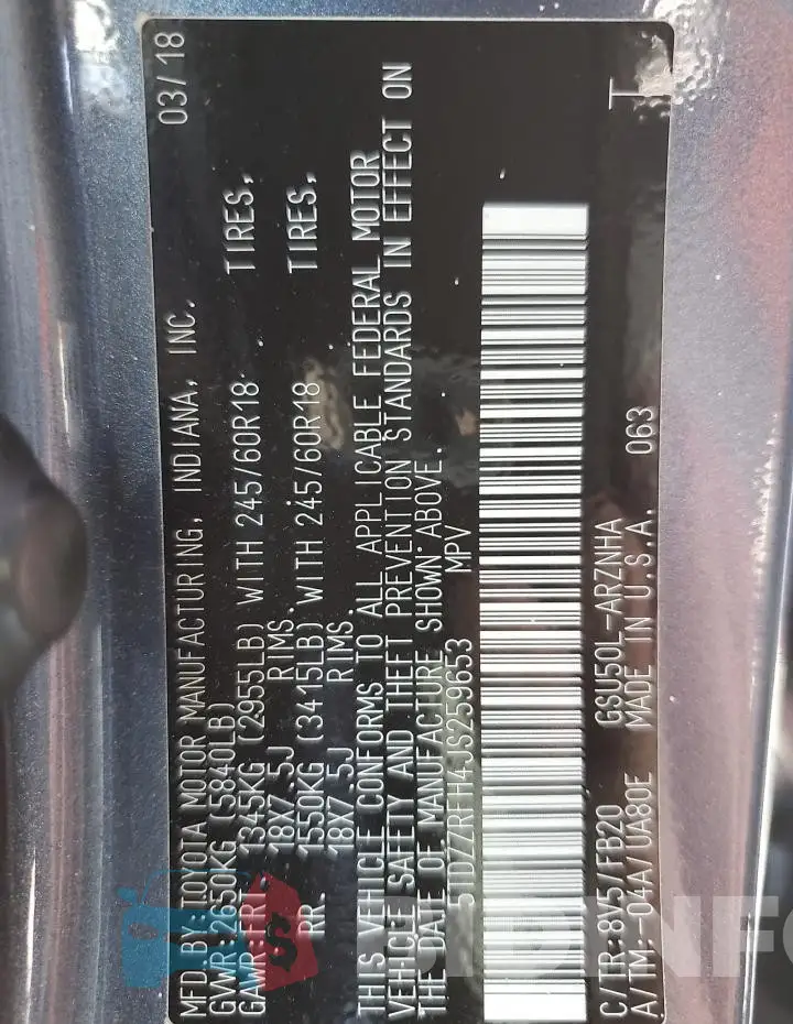 5TDZZRFH4JS259653 Photo# 14