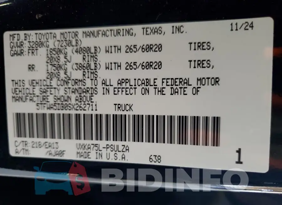 5TFWA5DB0SX262711 Photo# 12