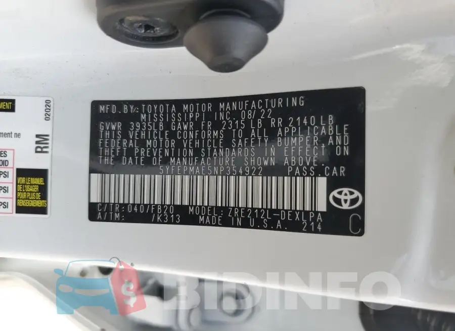 5YFEPMAE5NP354922 Photo# 12