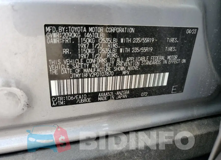 JTMY1RFV2PD107870 Photo# 14