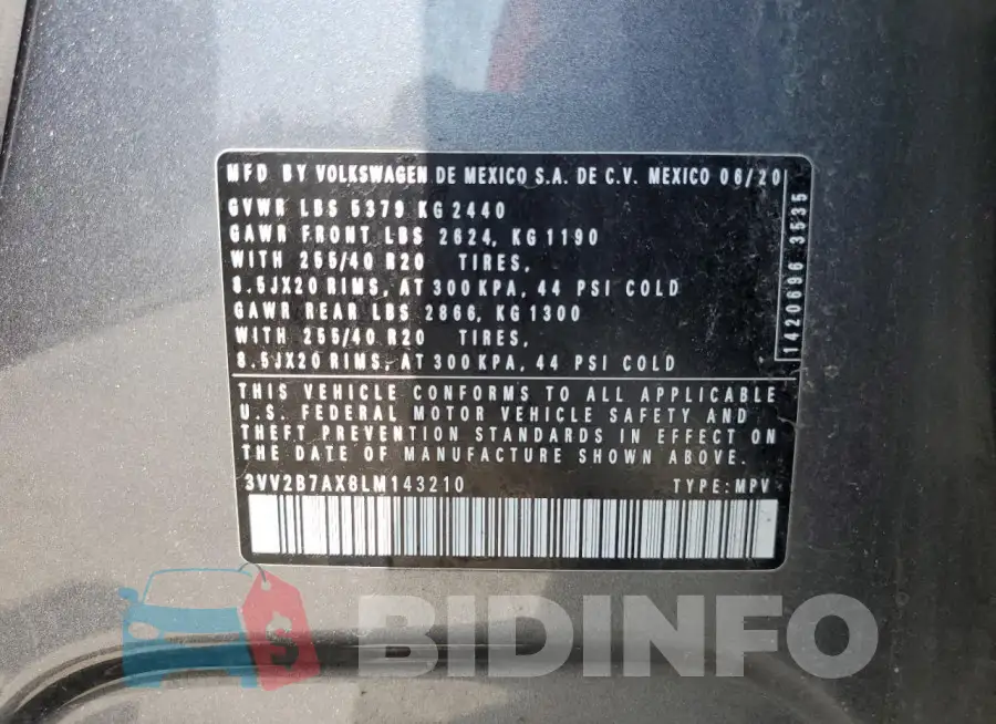 3VV2B7AX8LM143210 Photo# 13