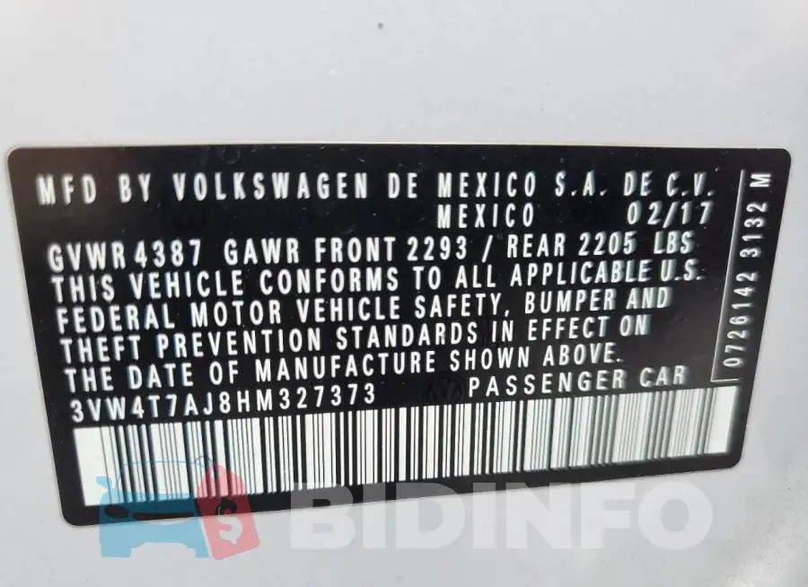 3VW4T7AJ8HM327373 Photo# 12