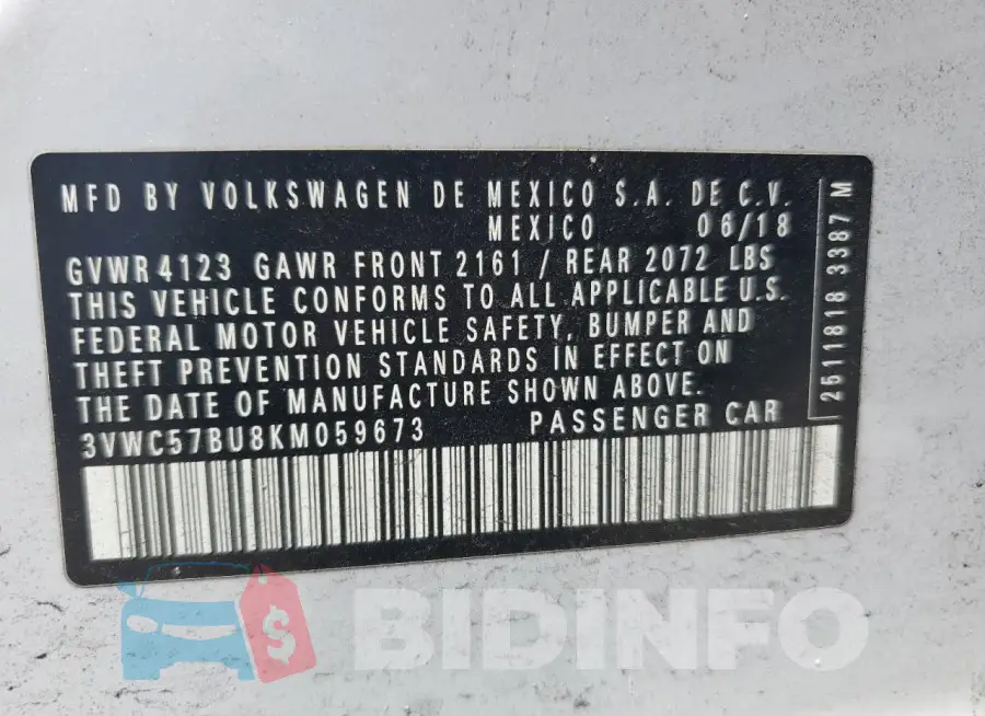 3VWC57BU8KM059673 Photo# 12