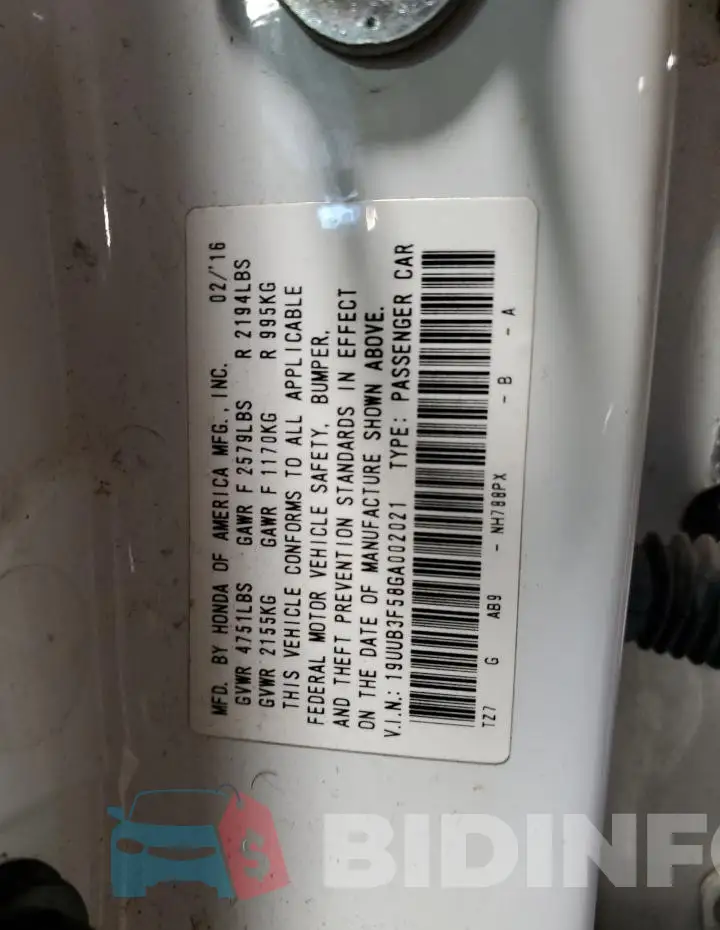 19UUB3F58GA002021 Photo# 12