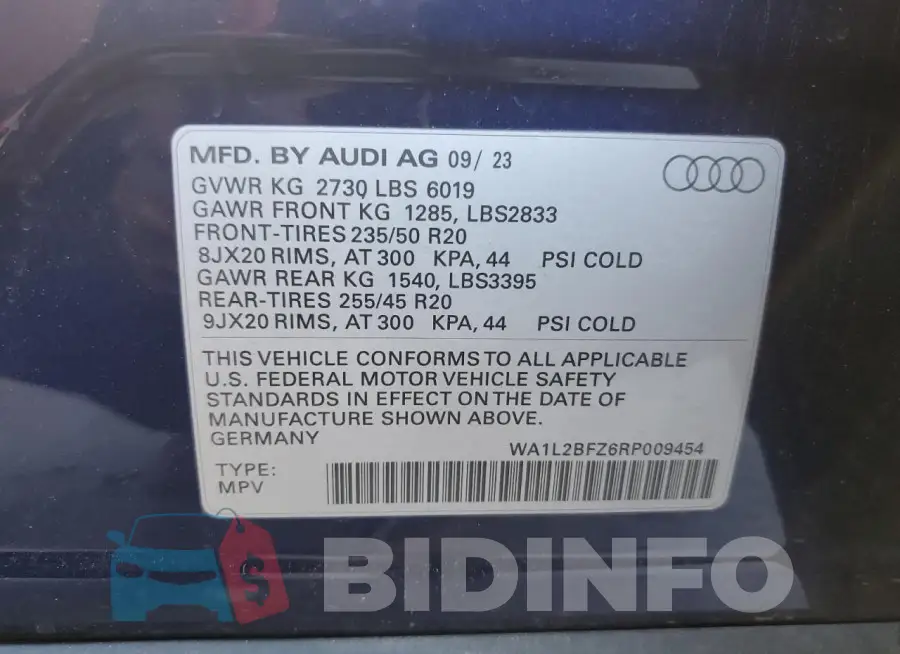 WA1L2BFZ6RP009454 Photo# 14