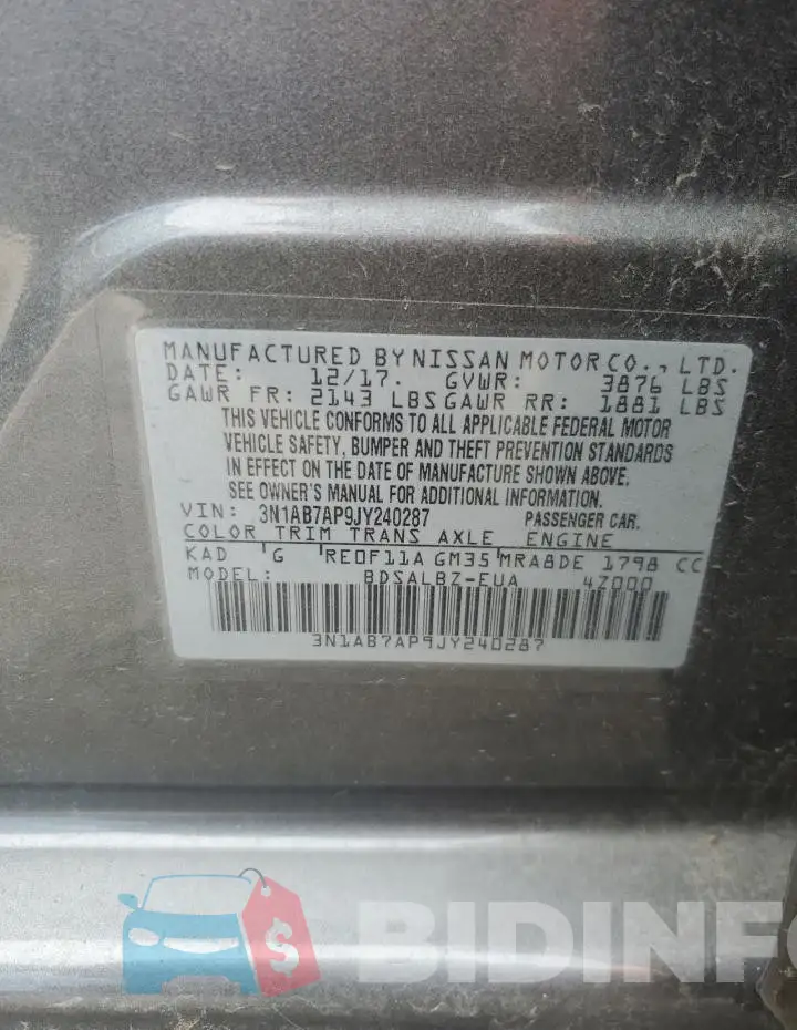 3N1AB7AP9JY240287 Photo# 12