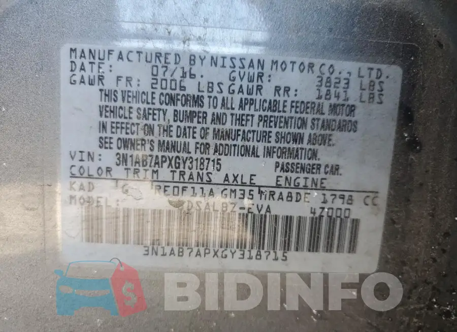 3N1AB7APXGY318715 Photo# 12