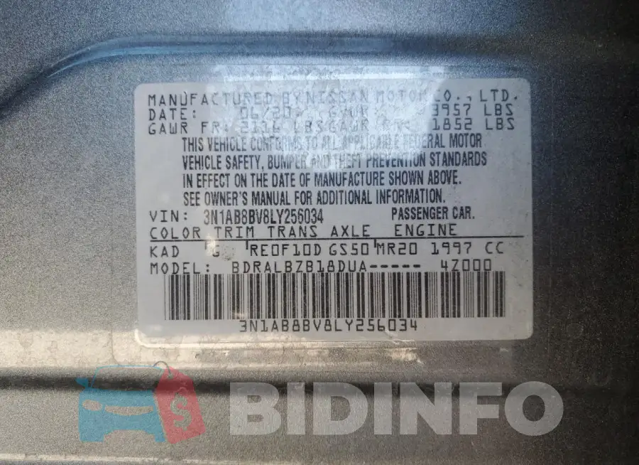 3N1AB8BV8LY256034 Photo# 12