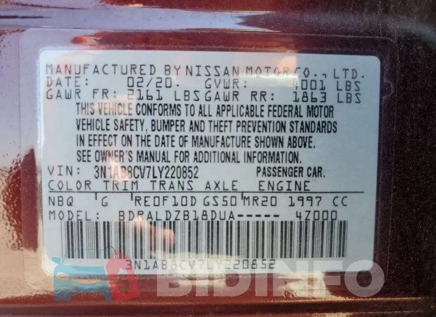 3N1AB8CV7LY220852 Photo# 13