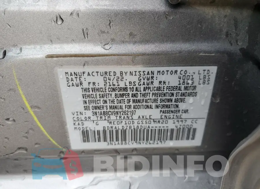 3N1AB8CV9NY262197 Photo# 13