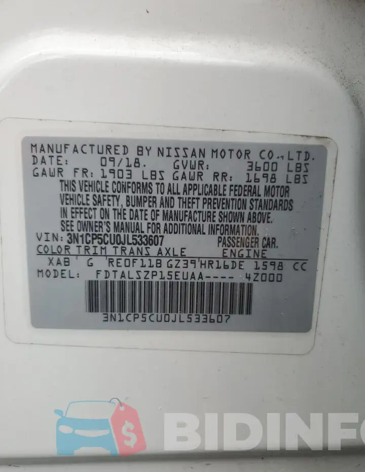 3N1CP5CU0JL533607 Photo# 13
