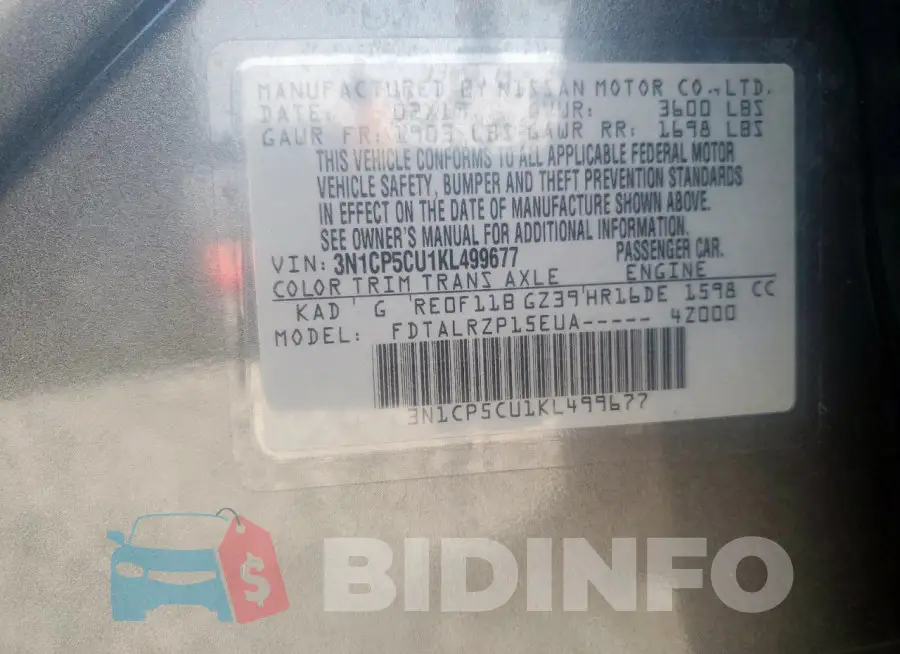 3N1CP5CU1KL499677 Photo# 13