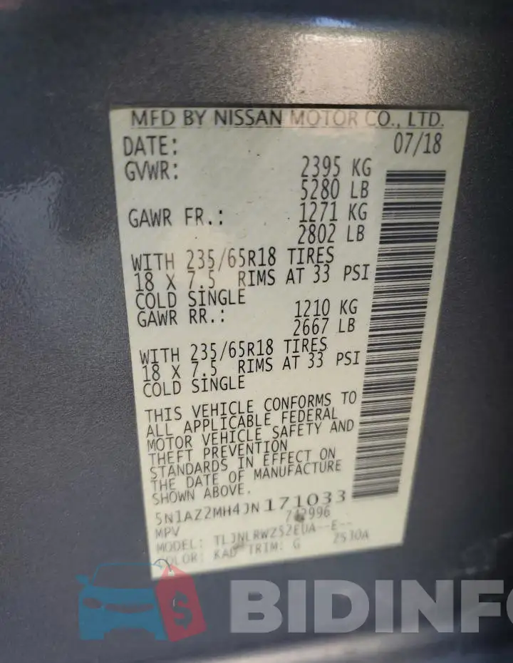 5N1AZ2MH4JN171033 Photo# 13