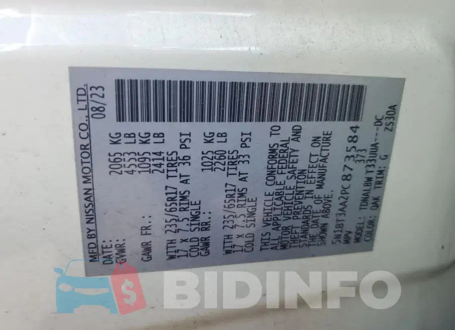 5N1BT3AA2PC873584 Photo# 13