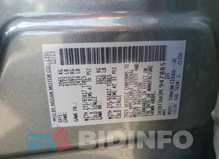 5N1BT3AA3PC947885 Photo# 13