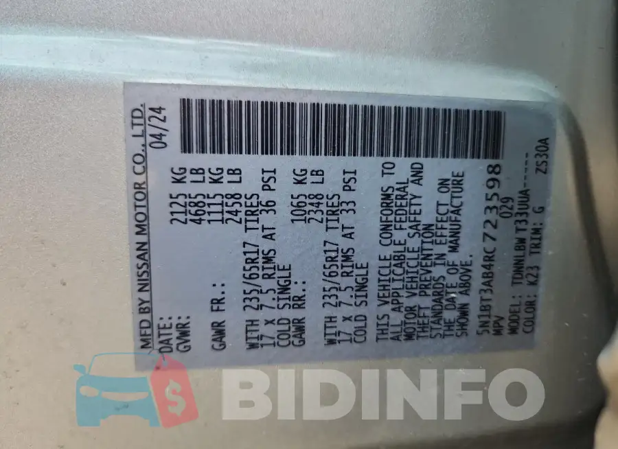 5N1BT3AB4RC723598 Photo# 13