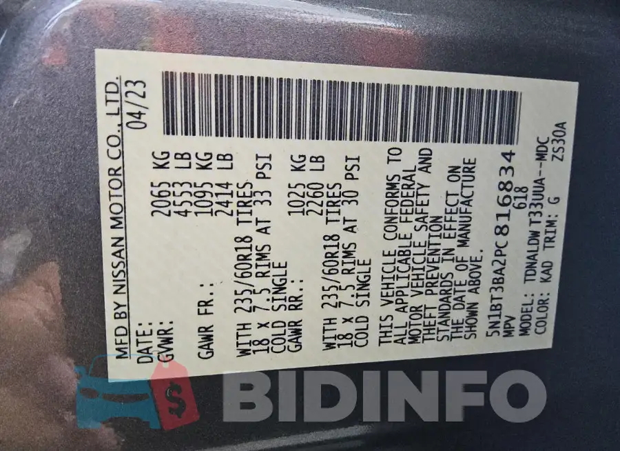 5N1BT3BA2PC816834 Photo# 14
