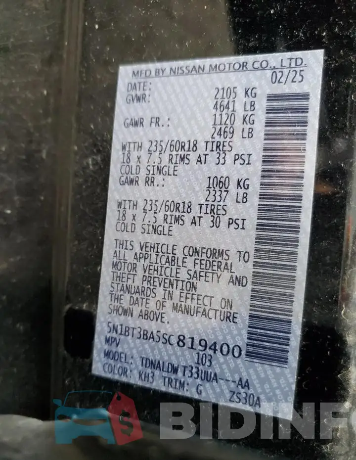 5N1BT3BA5SC819400 Photo# 13