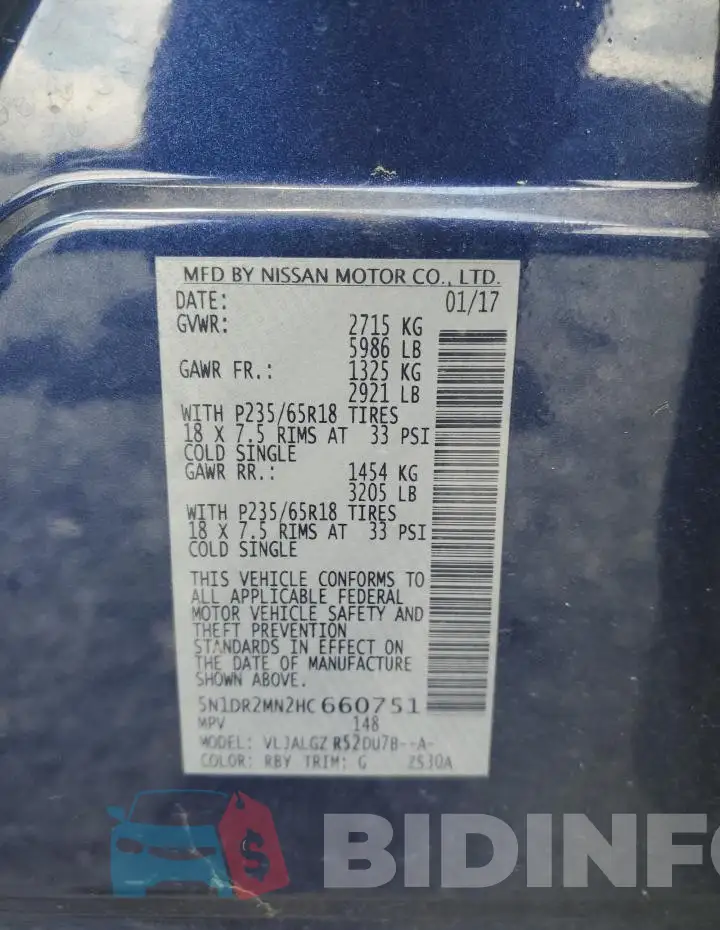 5N1DR2MN2HC660751 Photo# 14