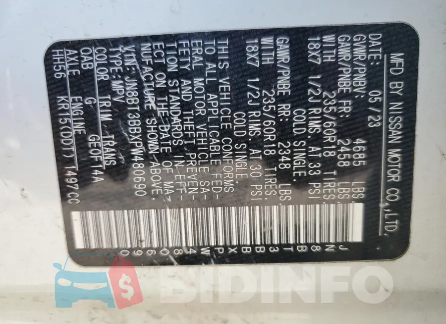 JN8BT3BBXPW480690 Photo# 13
