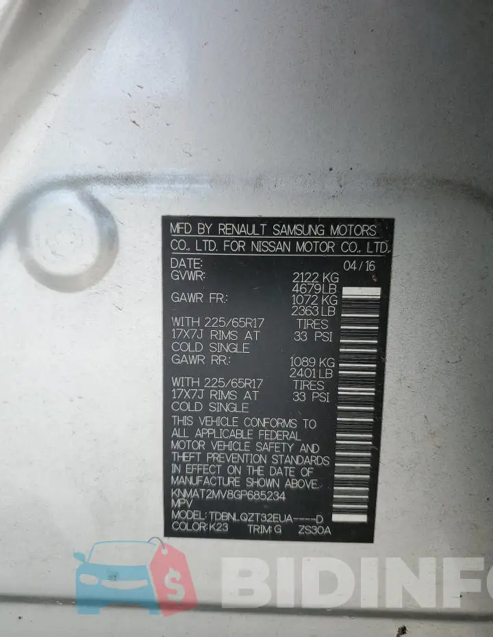 KNMAT2MV8GP685234 Photo# 14