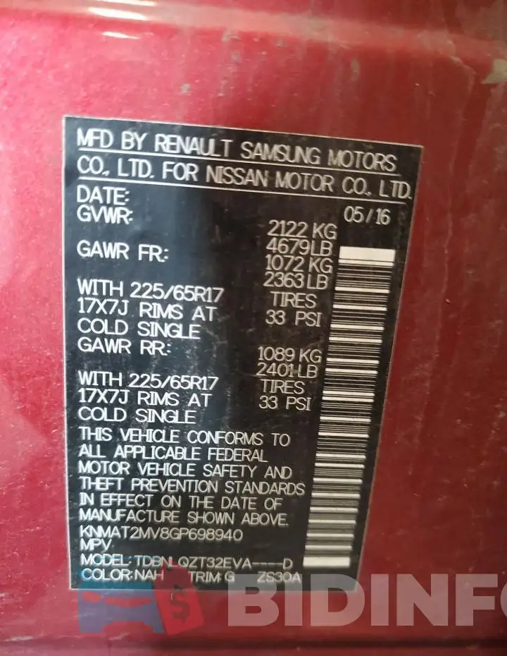 KNMAT2MV8GP698940 Photo# 13