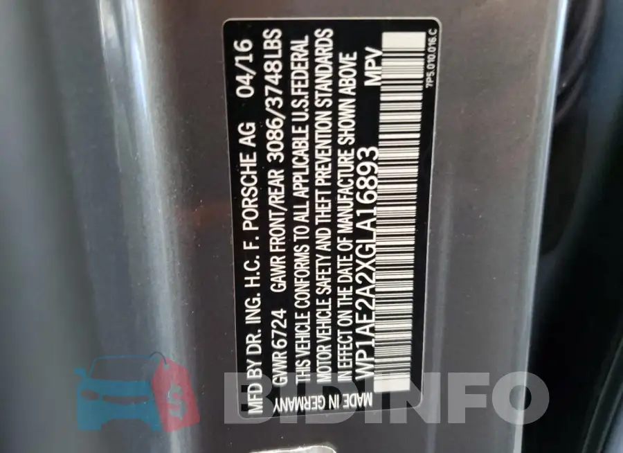 WP1AE2A2XGLA16893 Photo# 13