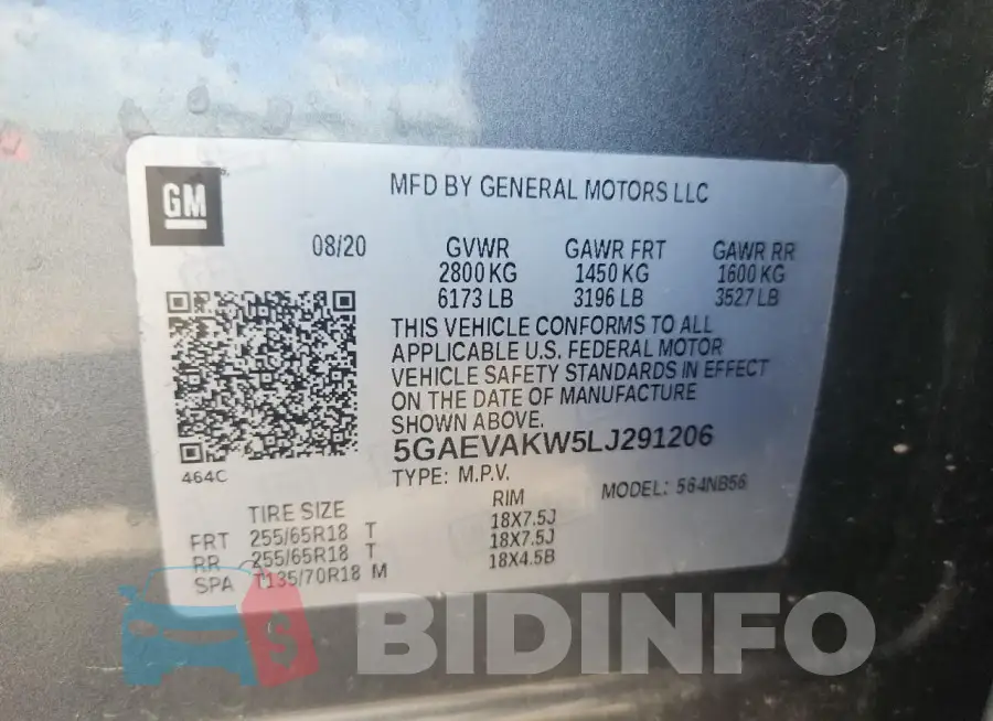 5GAEVAKW5LJ291206 Photo# 13