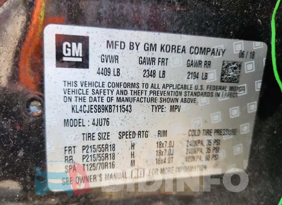 KL4CJESB9KB711543 Photo# 13