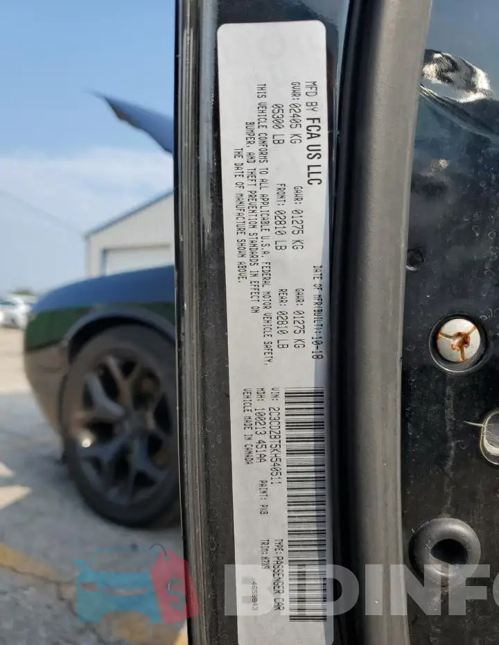 2C3CDZBT5KH540511 Photo# 12