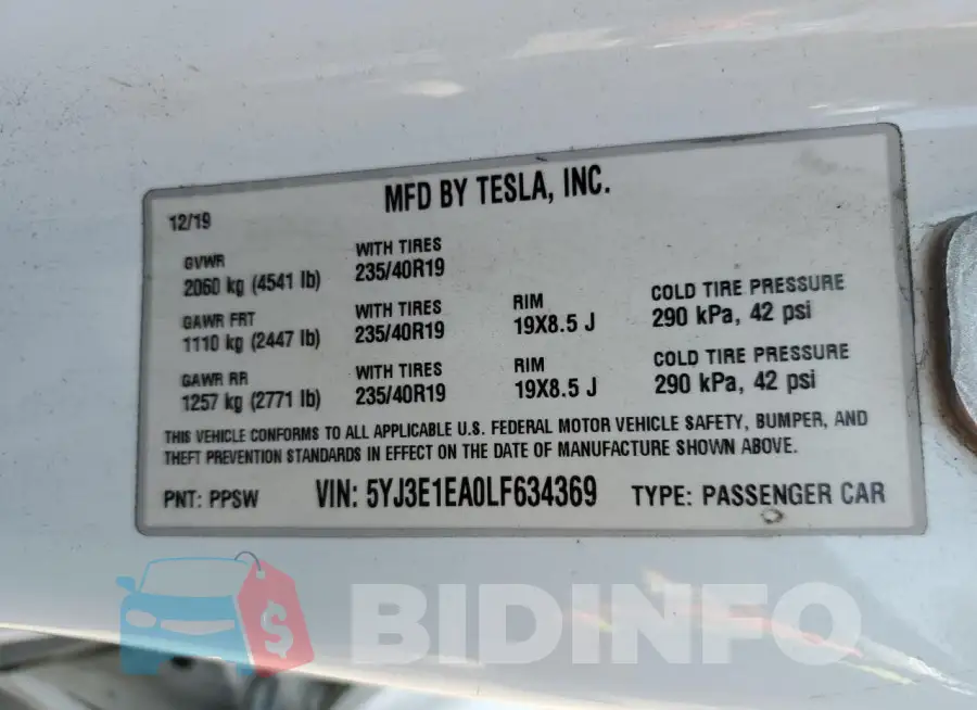 5YJ3E1EA0LF634369 Photo# 12
