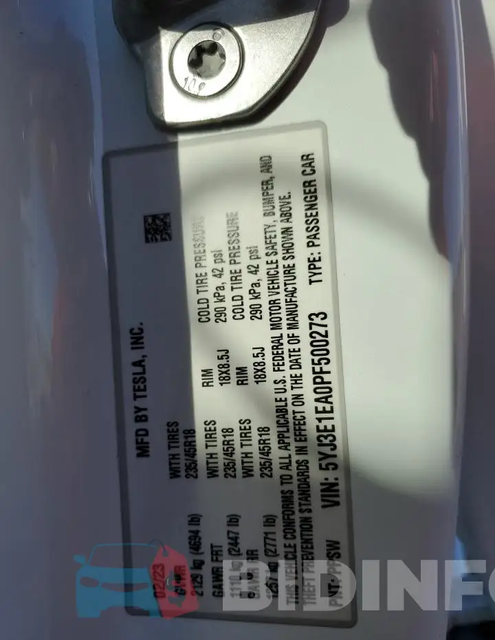 5YJ3E1EA0PF500273 Photo# 12