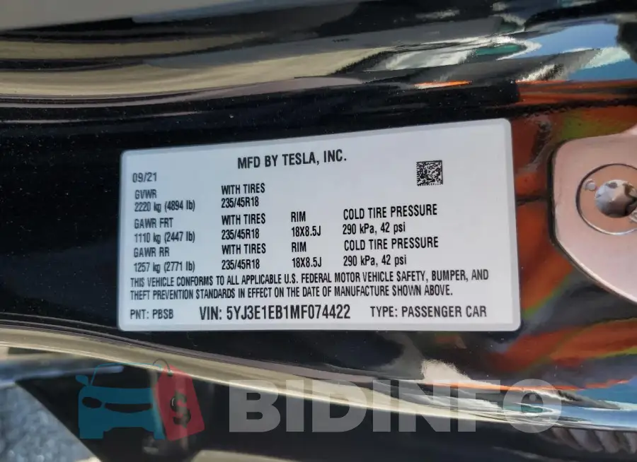 5YJ3E1EB1MF074422 Photo# 12