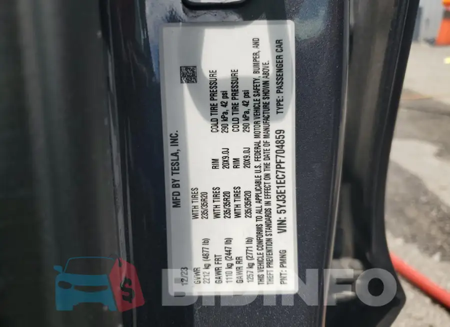 5YJ3E1EC7PF704859 Photo# 12