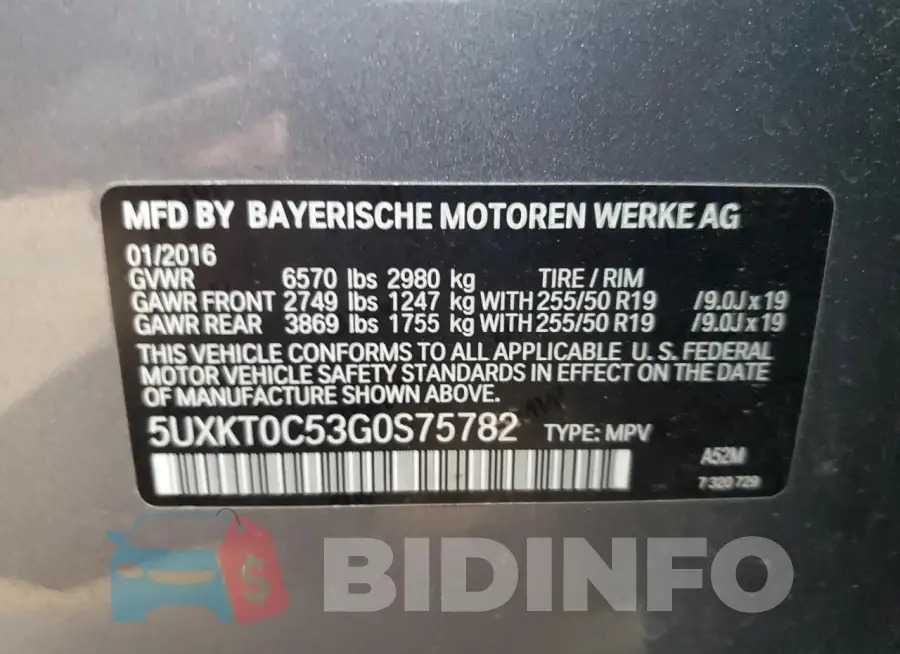 5UXKT0C53G0S75782 Photo# 13
