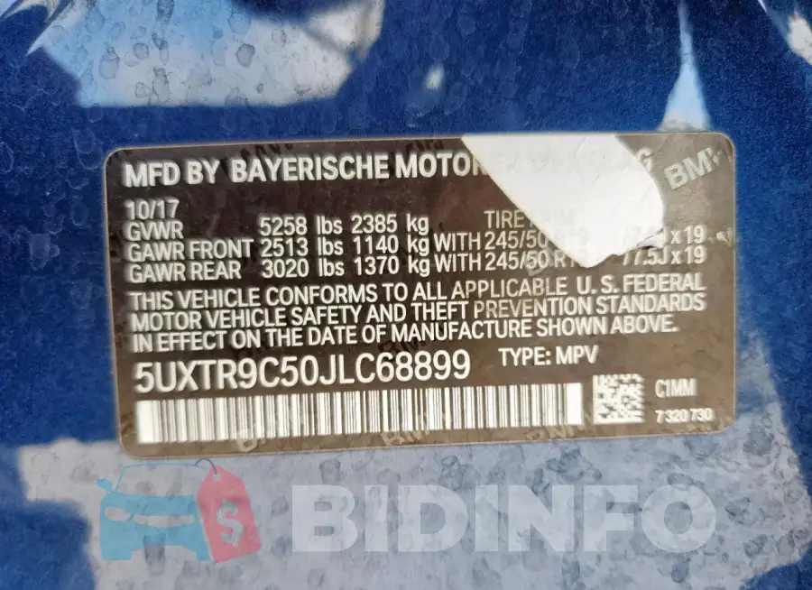 5UXTR9C50JLC68899 Photo# 13