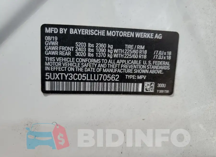 5UXTY3C05LLU70562 Photo# 13