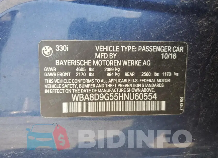 WBA8D9G55HNU60554 Photo# 12