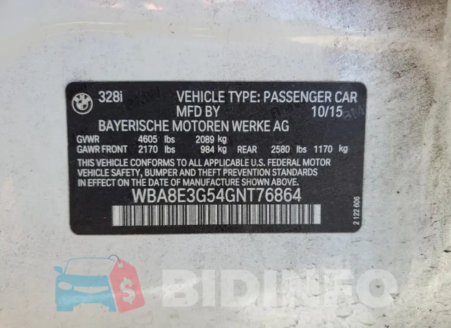 WBA8E3G54GNT76864 Photo# 13