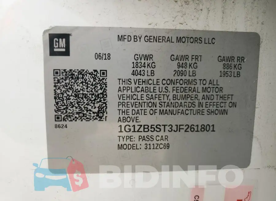 1G1ZB5ST3JF261801 Photo# 12